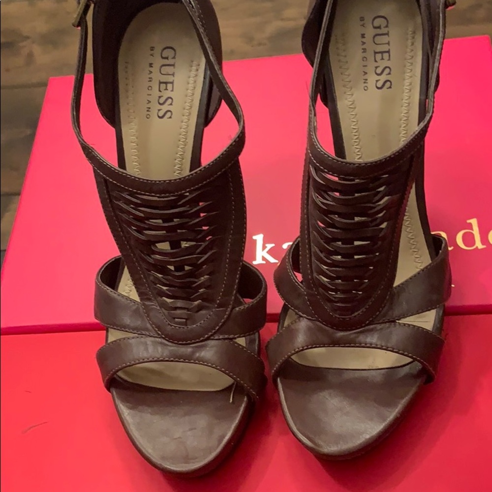 Guess by Marciano Sandal Pump Heels Brown Weave